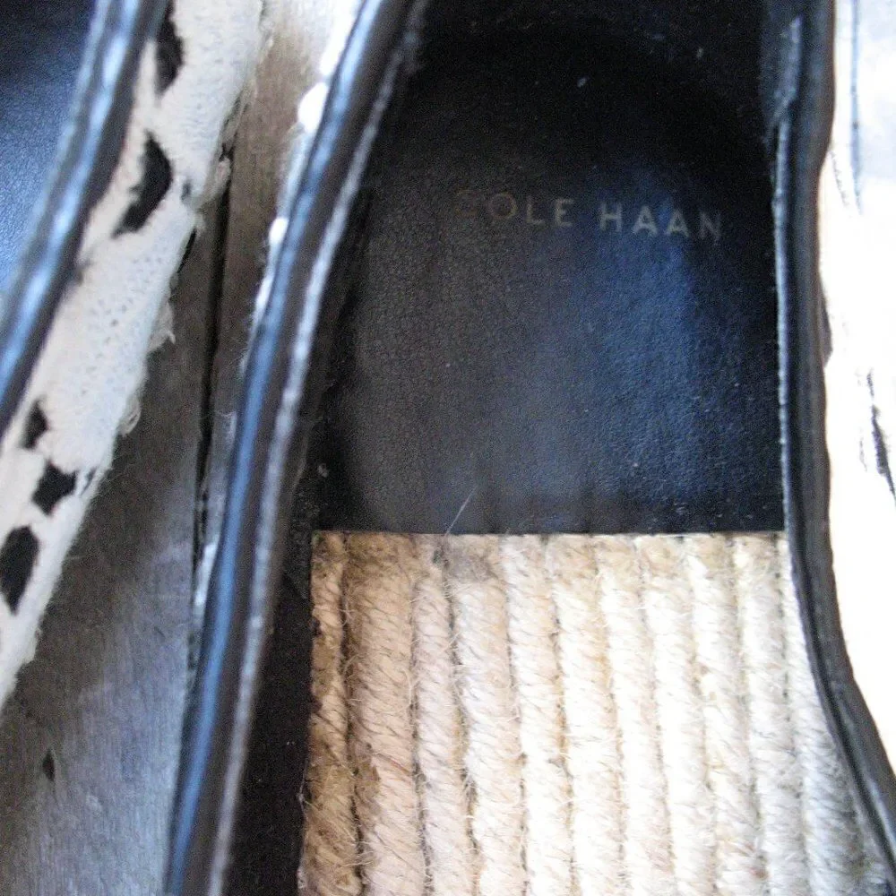 Cole Haan Womens 8 Palermo Lace Espadrille Shoes Black White